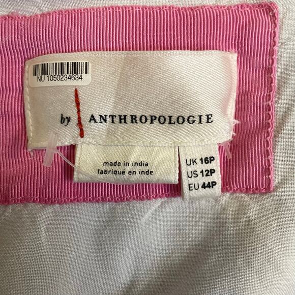 Anthropologie Patchwork Print Ruffle Shoulder Swing Dress Size 12 Petite - Picture 5 of 13